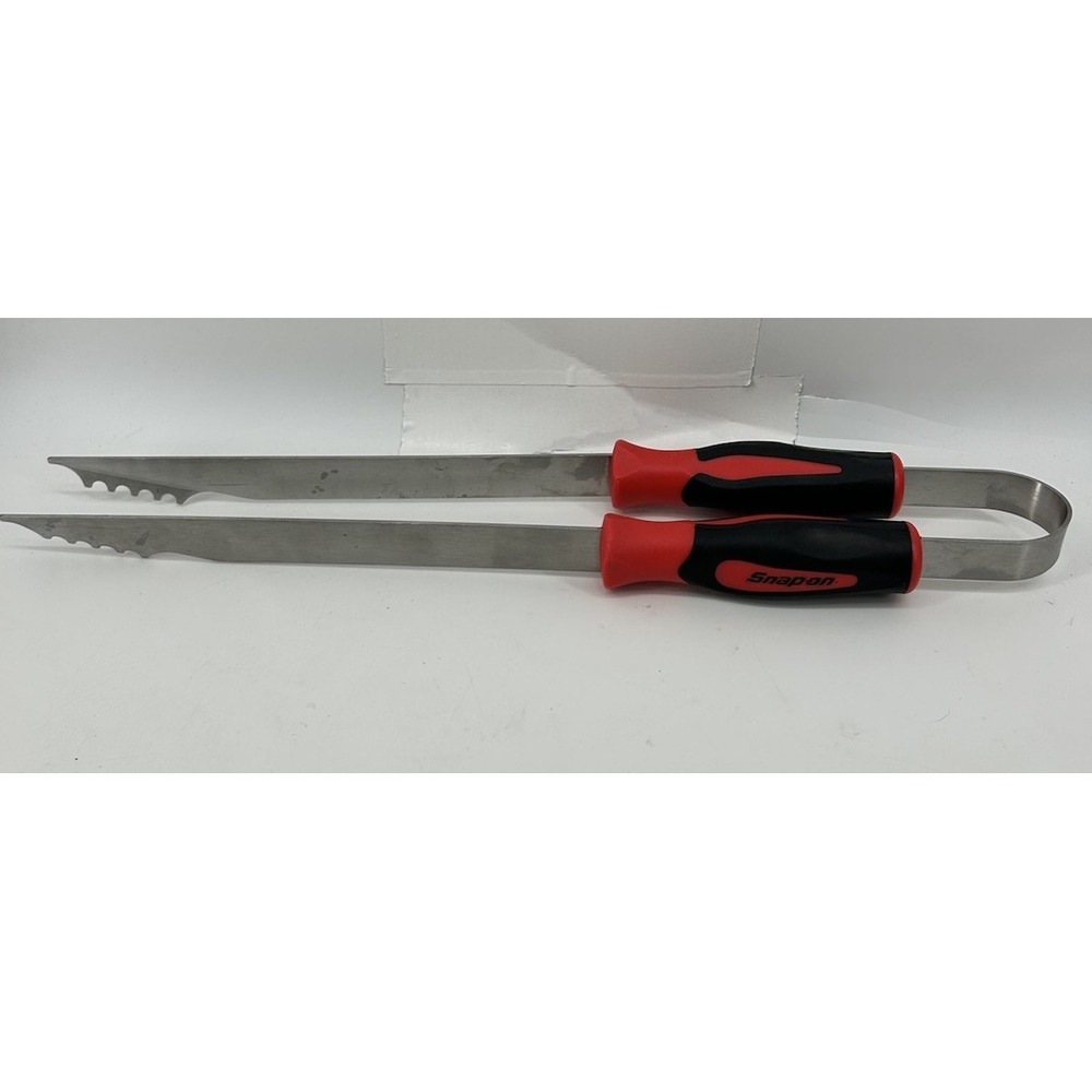 Snap On Tool BBQ Tongs Red Black Stainless Steel NEW